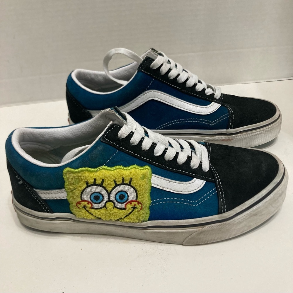 VANS Old Skool x Spongebob Blue & Black Shoes Sneakers   M Size 6.5  W 8